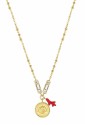 Collana Brosway Chakra Girocollo Pendente Conchiglia Rametto Rosso Acciaio Gold Cristalli BHKN076