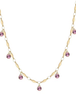 Collana Brosway Symphonia Girocollo Pendenti Cristalli Rosa Acciaio Gold BYM142