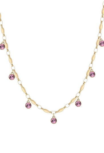 Collana Brosway Symphonia Girocollo Pendenti Cristalli Rosa Acciaio Gold BYM142