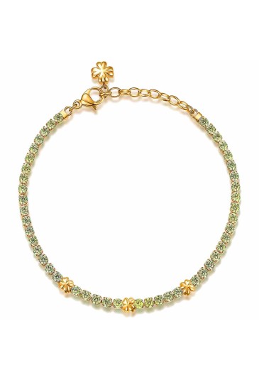 Bracciale Brosway Desideri Tennis Cristalli Verdi Quadrifoglio Acciaio Gold BEI011