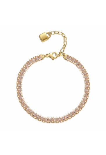 Bracciale Brosway Desideri Tennis Cristalli Quadrati Champagne Acciaio Gold BEI059