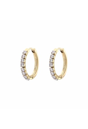 Orecchini Brosway Desideri A Cerchio Cristalli White Acciaio Gold Diametro 21mm BEIE013