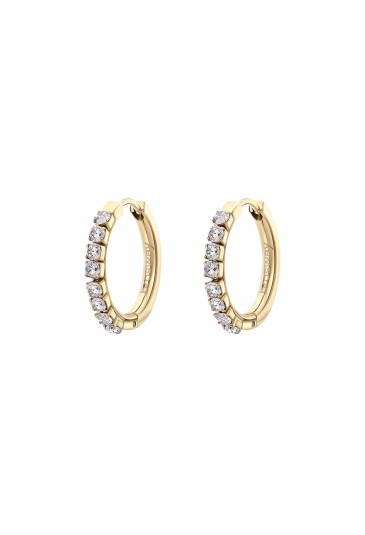 Orecchini Brosway Desideri A Cerchio Cristalli White Acciaio Gold Diametro 21mm BEIE013