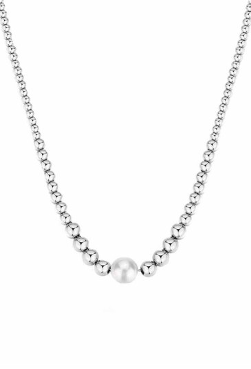 Collana Brosway Perfect Girocollo Sfere In Acciaio Perla Di Conchiglia BPC03