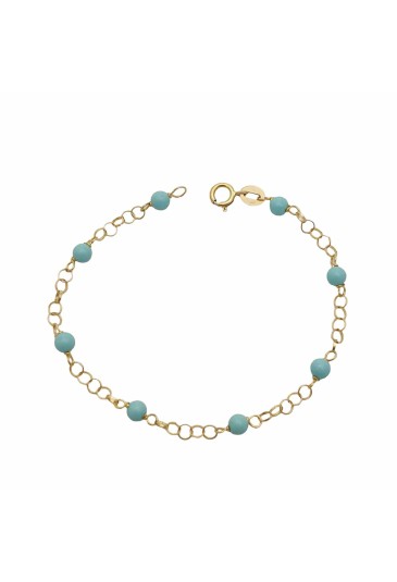 Bracciale Neonato Pasta Di Turchese Oro Giallo 18KT Regalo Nascita Fantasia MonileV0DIBFM