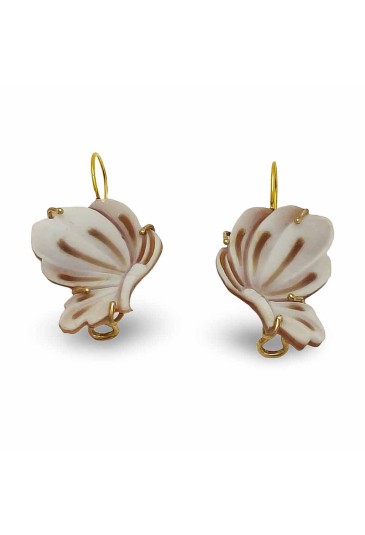 Orecchini Farfalla Cammeo Inciso E Dipinto Argento Dorato Made in Italy Fantasia Monile 7EIFOFM