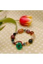 Bracciale Pietre Mix Naturali Perla Di Fiume Chiusura Fiore Verde Lavorazione Artigianale Fantasia MonileQI411FM