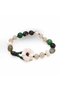 Bracciale Pietre Mix Naturali Perle Di Fiume Chiusura Fiore Bianco Lavorazione Artigianale Fantasia Monile V3VTPFM