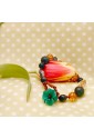 Bracciale Pietre Mix Naturali Chiusura Fiore Verde Lavorazione Artigianale Fantasia Monile 5G27KFM
