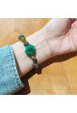 Bracciale Pietre Mix Naturali Chiusura Fiore Verde Lavorazione Artigianale Fantasia Monile 5G27KFM