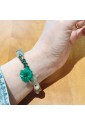 Bracciale Pietre Mix Naturali Perla Di Fiume Chiusura Fiore Verde Lavorazione Artigianale Fantasia Monile 1ZF4BFM