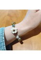 Bracciale Pietre Mix Naturali Perla Di Fiume Chiusura Fiore Bianco Lavorazione Artigianale Fantasia Monile FDLXXFM