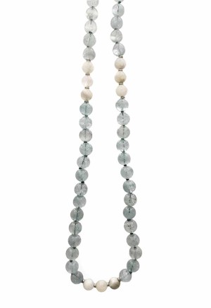 Collana Girocollo Acquamarina Pietra Di Luna Chiusura Argento Lavorazione Artigianale Fantasia Monile S18XWFM