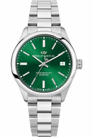 Orologio Philip Watch Caribe Urban 39mm Tre Sfere Quadrante Verde Datario Uomo R8253227005