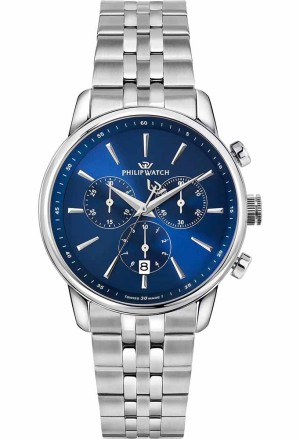 Orologio Philip Watch Anniversary 40mm Cronografo Quadrante Blu Datario Uomo R8273650006