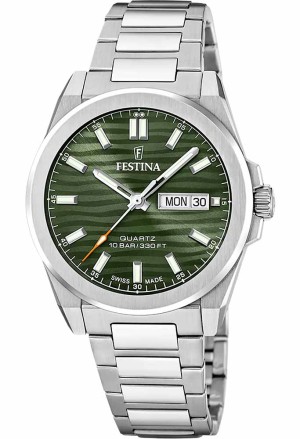 Orologio Festina Dune Swiss Made Day Date Quadrante Verde Acciaio Uomo F20073/4