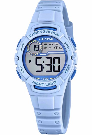 Orologio Calypso Junior Digitale Luce Colore Celeste Gomma 10ATM K5852/2