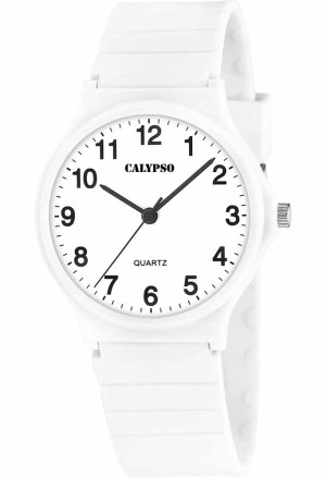 Orologio Calypso Sweet Time Solo Tempo Numeri Arabi Cinturino Gomma Bianco Donna 3ATM K5880/1