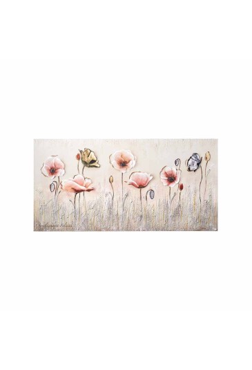 Quadro Semplicemente Felicita Papaveri Argento Legno Regalo Matrimonio Acca QD.934 31x61