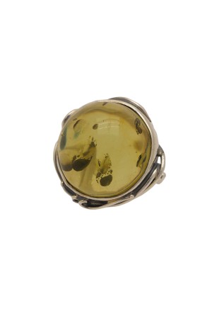 Anello Regolabile Ambra Verde Argento Fantasia Monile GO8M7FM