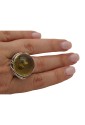Anello Regolabile Ambra Verde Argento Fantasia Monile GO8M7FM