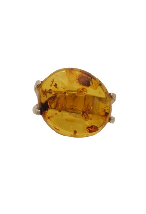 Anello Regolabile Ambra Gialla Argento Fantasia Monile PW2ZJFM