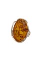 Anello Regolabile Ambra Gialla Argento Fantasia Monile OJWUAFM