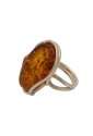 Anello Regolabile Ambra Gialla Argento Fantasia Monile OJWUAFM