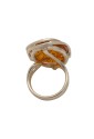 Anello Regolabile Ambra Gialla Argento Fantasia Monile OJWUAFM