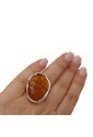 Anello Regolabile Ambra Gialla Argento Fantasia Monile OJWUAFM