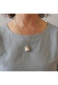 Collana Girocollo Ciondolo Charm Perla Di Fiume Freshwater Argento Fantasia Monile BRN89FM