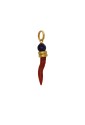 Ciondolo Corno Corallo Rosso Lapislazzulo Blu Montatura Argento Dorato Perlepietre BGDLNFM