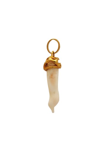 Ciondolo Corno Corallo Rosa Montatura Argento Dorato Fantasia Monile YVN1UFM