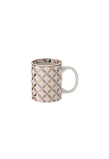 Tazza Mug Porcellana Colorata Rosa Oro Altezza 10cm Hervit 29232