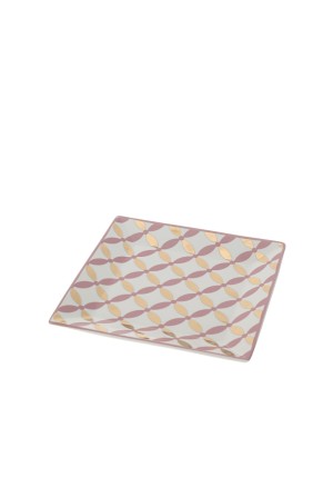 Vassoio Svuotatasche Porcellana Colorata Rosa Oro Misura 20x20cm Hervit 29233
