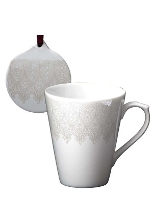 Tazza Mug Tisaniera Porcellana Con Coperchio Altezza 10cm Hervit 21921