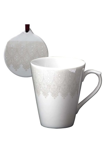 Tazza Mug Tisaniera Porcellana Con Coperchio Altezza 10cm Hervit 21921