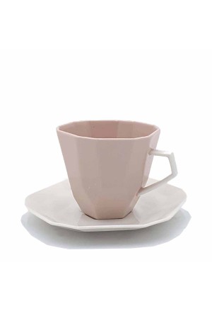 Tazza The Porcellana Colorata Rosa Dimensione 9x7cm Con Piattino Bianco Hervit 27467