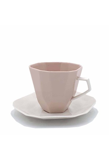 Tazza The Porcellana Colorata Rosa Dimensione 9x7cm Con Piattino Bianco Hervit 27467
