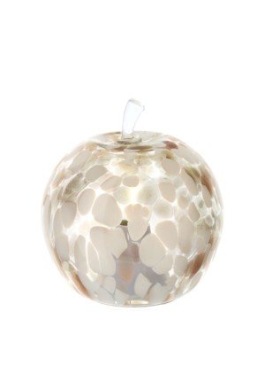 Lampada A Led Forma Mela Vetro Bianco Oro Misura 16x17cm Hervit 29686