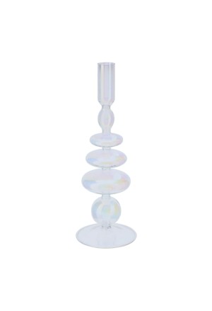 Portacandela Vetro Blow Altezza 26cm Iridescente Hervit 29018