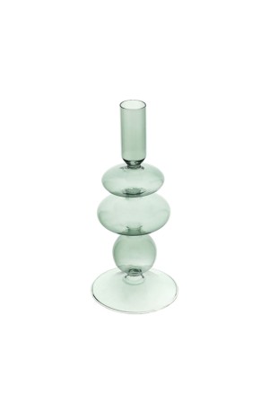 Portacandela Vetro Blow Altezza 21cm Verde Hervit 29022