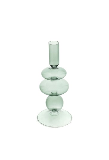 Portacandela Vetro Blow Altezza 21cm Verde Hervit 29022