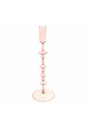 Portacandela Vetro Blow Altezza 29cm Rosa Hervit 29028