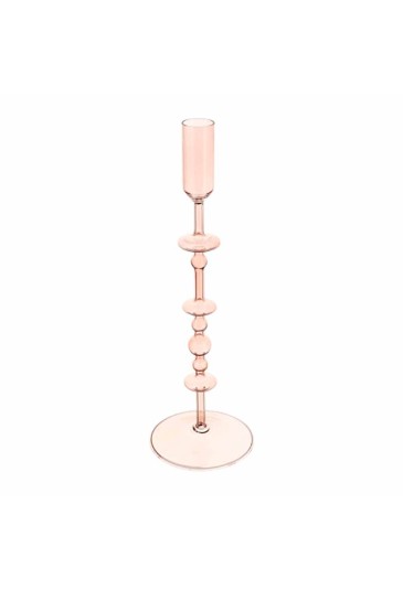 Portacandela Vetro Blow Altezza 29cm Rosa Hervit 29028