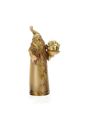 Babbo Natale Porcellana Oro Portacandela Altezza 22cm Decorazione Natale Hervit 28688