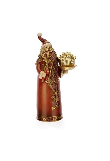 Babbo Natale Porcellana Rosso Portacandela Altezza 22cm Decorazione Natale Hervit 28690