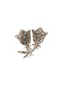 Spilla Fiori Campanelle Argento Finitura Rodio Zirconi Misura 4x4 cm Fantasia Monile OW0X5FM