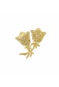 Spilla Fiori Campanelle Argento Finitura Dorata Zirconi Misura 4x4 cm Fantasia Monile L8KADFM