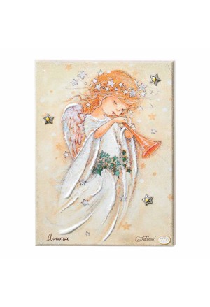 Quadro Angelo Custode Armonia Stelle Argento Misura 15X20 Regalo Nascita Acca B.689.2